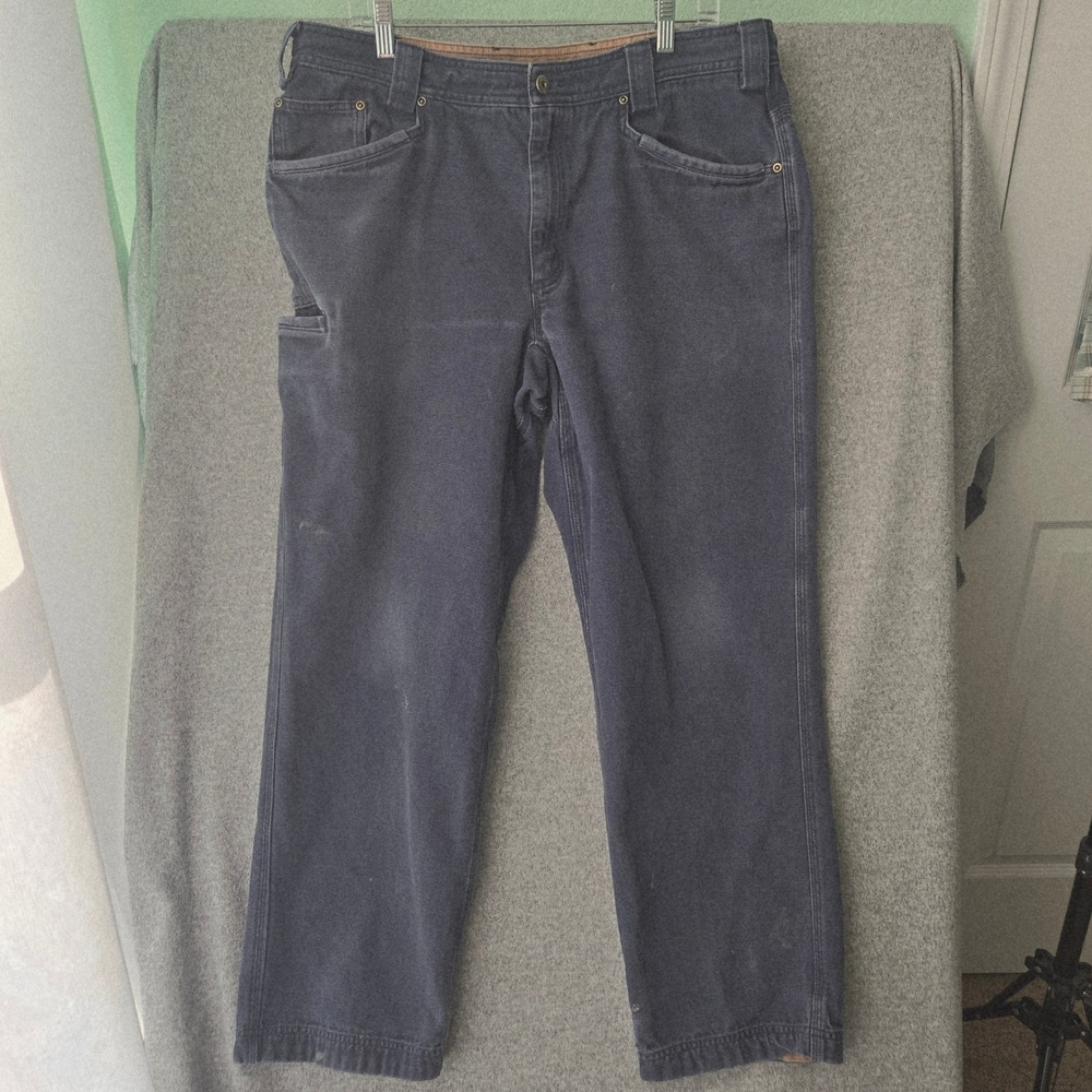 Duluth Trading Fire Hose Carpenter Pants Mens 38x32 Gray Cotton Canvas Workwear - Picture 3 of 16